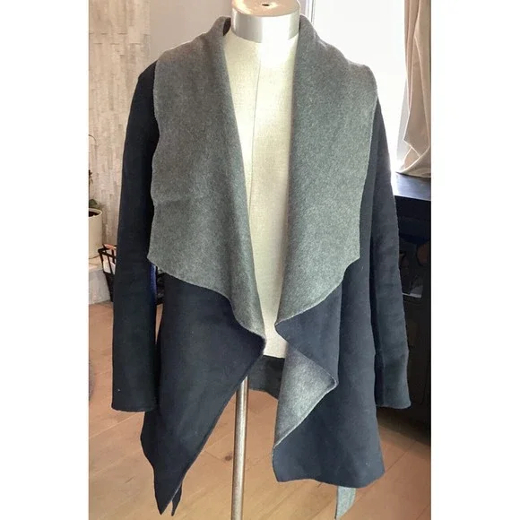 soia & kyo wrap belted coat jacket wool blend navy gray Xs - Picture 3 of 8